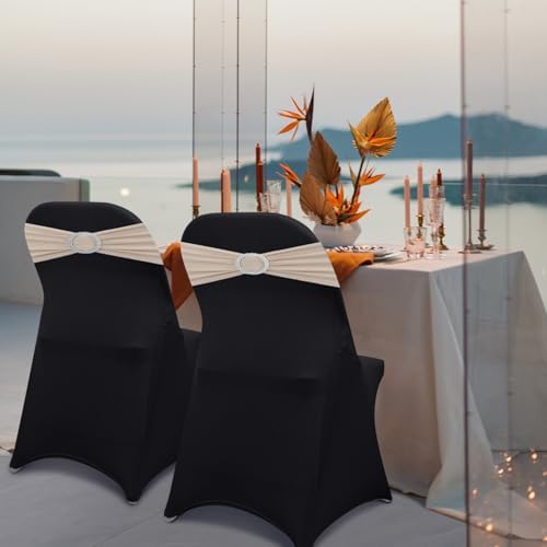 AZAMIA Stretch Folding Chair Covers Black 10pcs