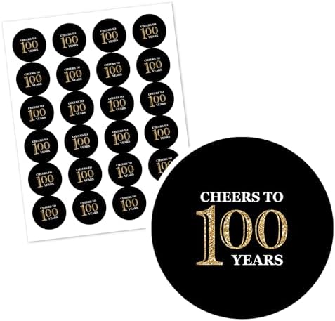 Big Dot of Happiness 100th Birthday Gold Circle Sticker Labels 24 Count