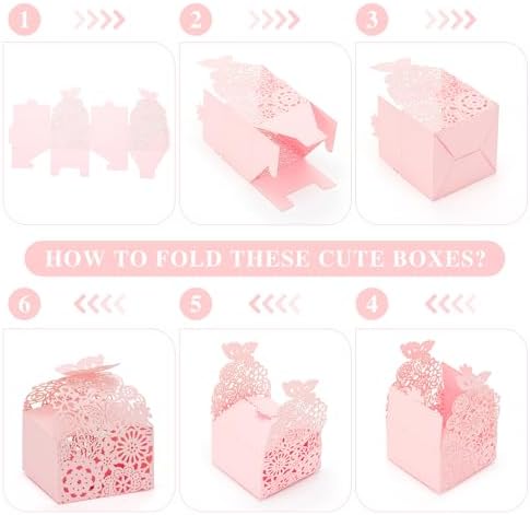 50pcs Laser Cut Floral Butterfly Favor Boxes - Elegant White Gift 1