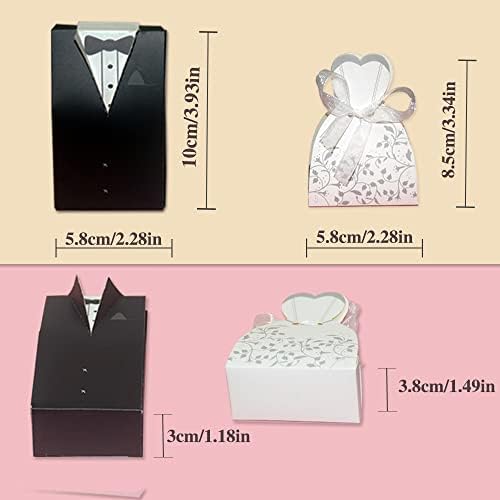 KAKABUQU 100 Pcs Wedding Favor Boxes with Bride and Groom Design 1