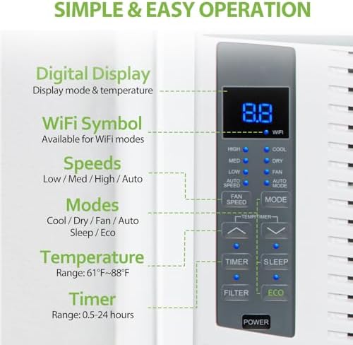 Hykolity 6000 BTU Smart Window AC Unit with Remote Control