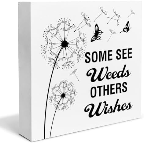 Spring Decor Farmhouse Dandelion Wood Box Sign 5x5 Inches