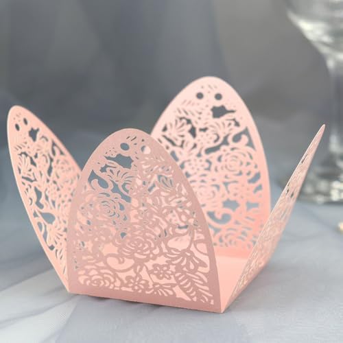50 Pack Laser Cut Roses Decorative Gift Boxes Grey