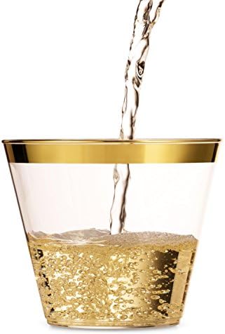 Munfix 100 Clear Plastic Cups with Gold Rim 1