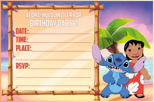 Set of 20 Lilo and Stickers Themed Birthday Invitations