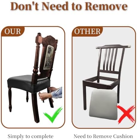 WUSOUPU Waterproof Dining Chair Seat Covers Set of 4 Black 1