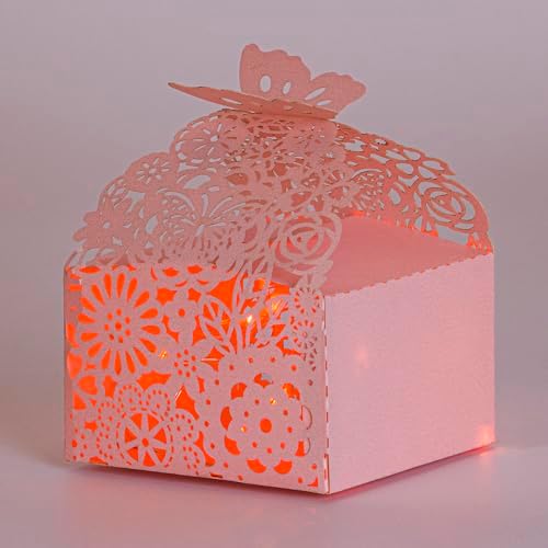 50pcs Laser Cut Floral Butterfly Favor Boxes - Elegant White Gift 1