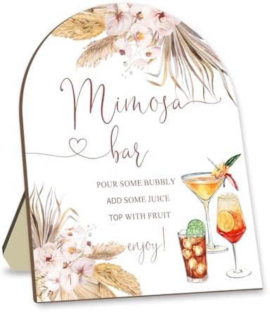 Boho Mimosa Bar Sign with White Stand 1