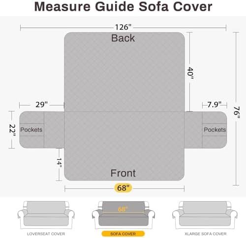 Waterproof Dog Couch Cover with 3 Cushions Grey