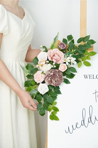 Dusty Rose Artificial Flower Backdrop Garland Set of 2