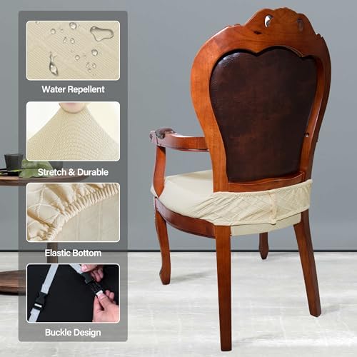CZL Dining Chair Seat Covers 2 Pack with Zipper and Elastic