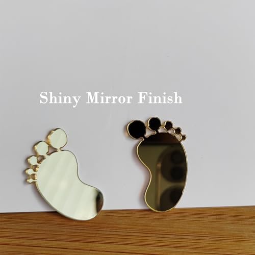 Golden Acrylic Baby Footprint Cake Side Topper with Shiny Mirror Finish 1