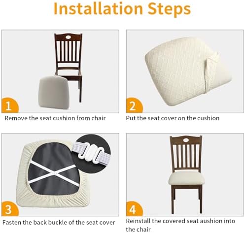 Stretch Chair Seat Covers 6 PCS Removable and Washable