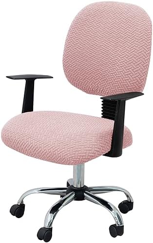 2-Piece Stretches Office Chair Cover Jacquard Pink