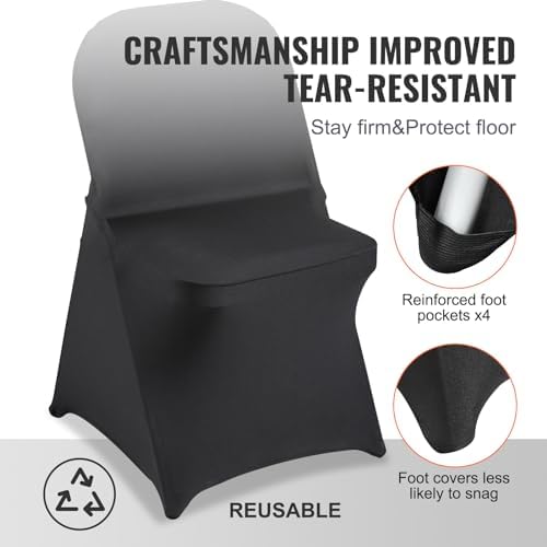VEVOR Stretch Spandex Chair Covers 50PCS Black Universal Fit