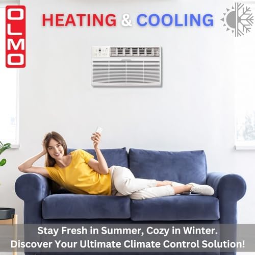 OLMO 14000 BTU 230V Wall Air Conditioner with Heating and Smart Control