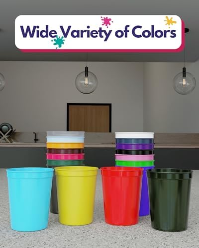 PartyPrints 10 Pack 16 oz Black Reusable Plastic Cups