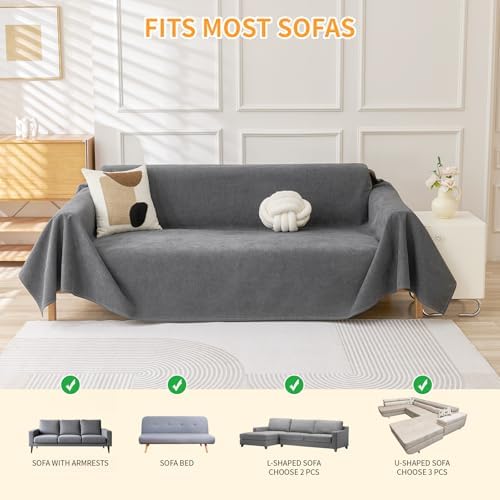Deep Dream Pet-Proof Sofa Cover for 3 Cushion Couch Grey 91x134