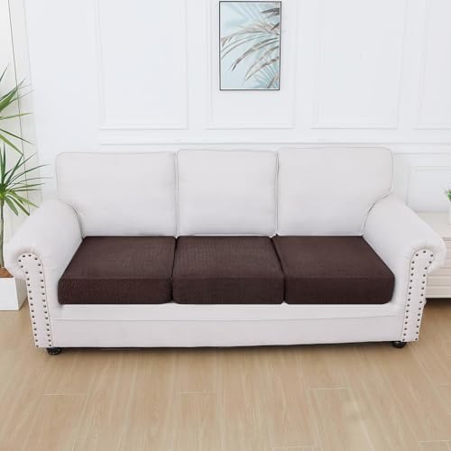 Smiry Waterproof Sofa Cushion Covers 3PC Chocolate 1