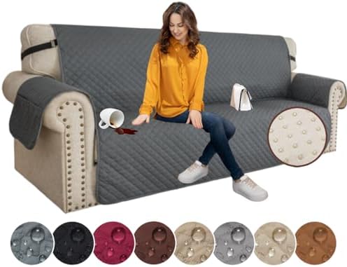 XINEAGE Quilted Sofa Cover Waterproof for 3 Cushion Couch