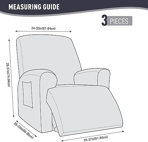 KinCam Recliner Chair Covers Charcoal Gray 1 Seater