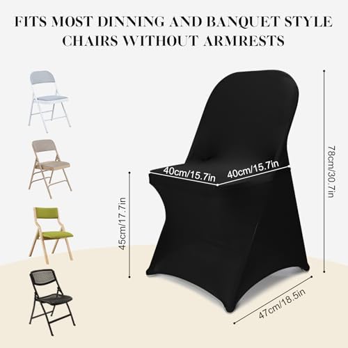AZAMIA Stretch Folding Chair Covers Black 10pcs