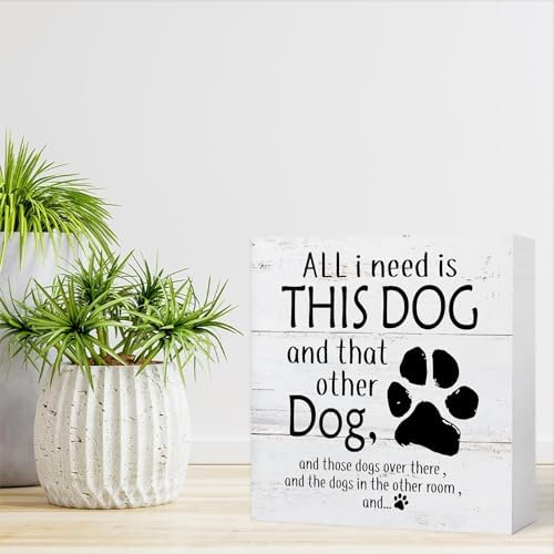 Dog Decor Wooden Box Sign 7x7 Inch Home Decor