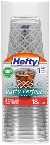 Hefty Party Perfect Clear Plastic Cups 20 Count 18 Ounce