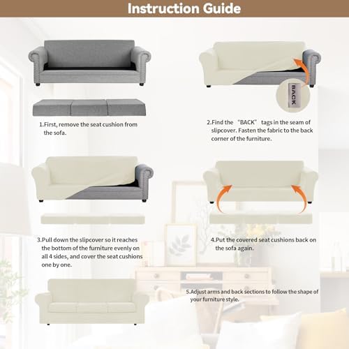 WEERRW 4 Piece Velvet Sofa Covers for 3 Cushion Couch