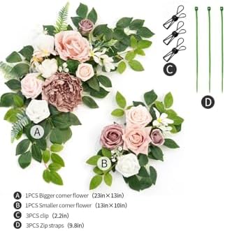 Dusty Rose Artificial Flower Backdrop Garland Set of 2
