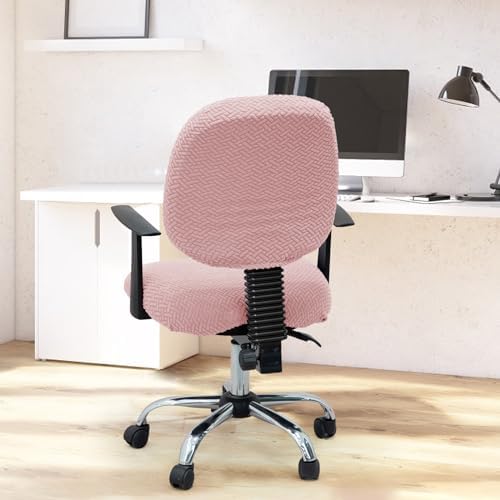 2-Piece Stretches Office Chair Cover Jacquard Pink