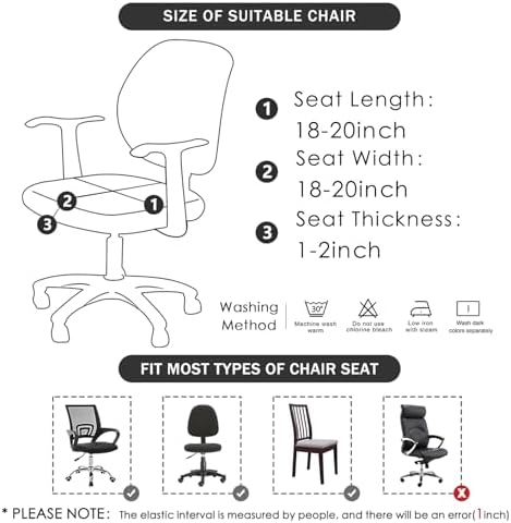 FORCHEER Office Chair Seat Covers Spandex Stretch Slipcovers - Black 1