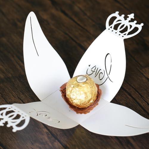 50 Packs Laser Cut Love Crown Candy Boxes for Parties