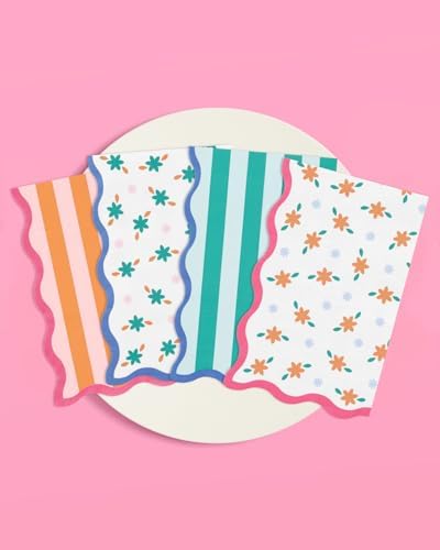 XO Fetti Italian Summer Wavy Floral Stripe Napkins 24 Pack