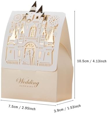 Hosmsua 50pcs Laser Cut Wedding Favor Boxes with Castle Design CB5093 1