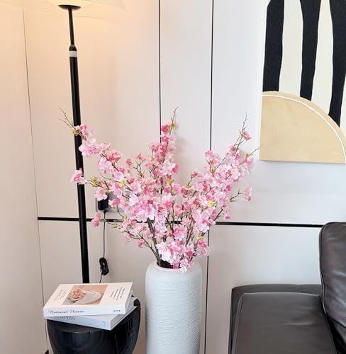 BUZFOWU Artificial Silk Cherry Blossom Flowers 42 4pcs Pink