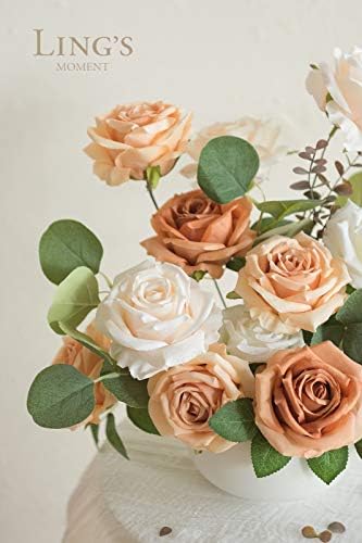 Lings Moment Artificial Flowers 16pcs Silk Roses with Stems 1