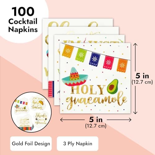 100 Pack Fiesta Napkins for Cinco de Mayo Party