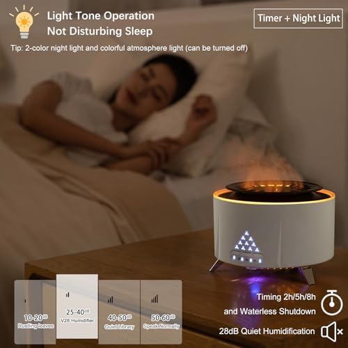 HodeMi Small Cool Mist Humidifier with Essential Oil Diffuser and Flame Mode