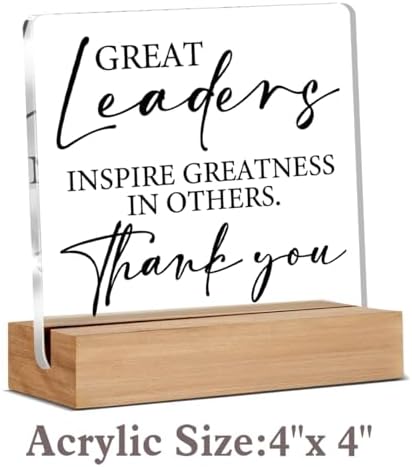 Thank You Gifts for Boss and Leader 4x4 Acrylic Sign with Stand