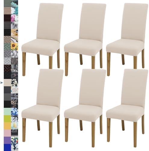 BIETYONE Dining Chair Cover Set of 6 for Home Restaurant Banquet Beige