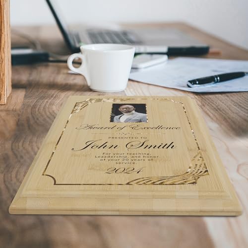 9 Inch x 12 Inch Custom Oak Finish Plaque for Awards