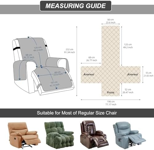 100 Waterproof Recliner Chair Cover for Living Room