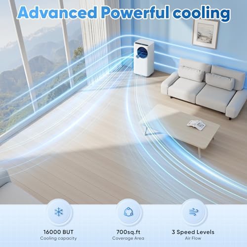 16000 BTU Smart Portable Air Conditioner with Fan and Dehumidifier