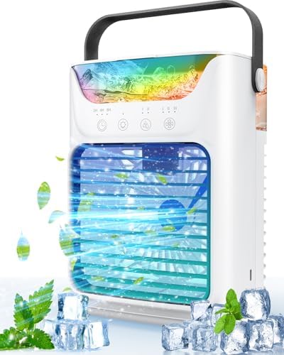 Asingleer Portable AC with 3 Speeds and 7 LED Lights