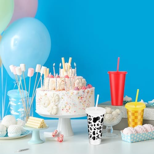 Havawish 24 Pcs Cartoon Story Party Cups with Lid and Straw
