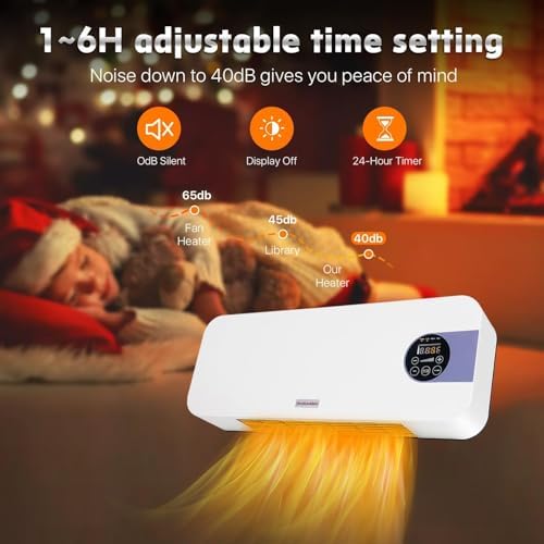 1500W PTC Ceramic Wall Heater with Remote Control and Timer