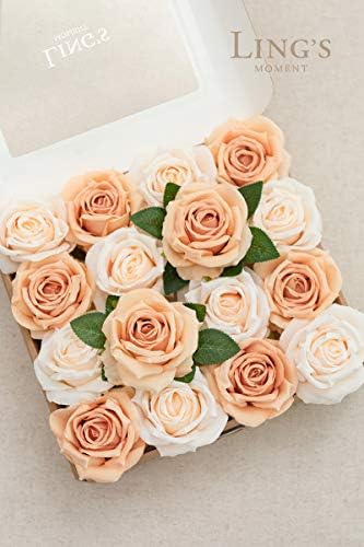Lings Moment Artificial Flowers 16pcs Silk Roses with Stems 1