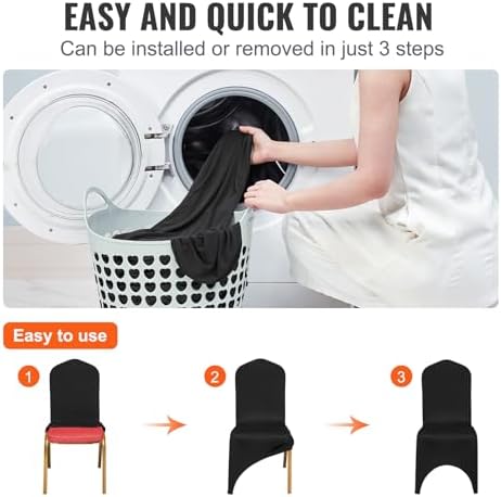 VEVOR 50 Pcs Black Chair Covers for Weddings and Banquets