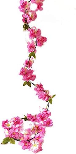 Artfen Artificial Cherry Blossom Garland 58 FT Deep Pink Hanging Plants